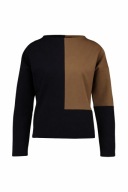 Someday bluzka colorblock granatowo-brązowa minimalistyczna oversize 36