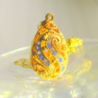 _____ jajko ażurowe FABERGE style _____ jajo złocone SREBRO ___ łańcuszek