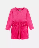 Welurowa różowa sukienka dziewczęca – długi rękaw, ciepła, 98 (~3 lata)