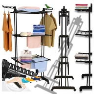 SUSZARKA NA PRANIE STOJĄCA XXL GALAXIA CZARNA 3 POZIOMY NA KÓŁKACH