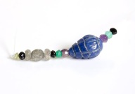 Naturalny SZAFIR rzeźbiony Kropla Łezka onyks perydot spinel komplet