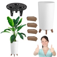 ZESTAW 2 SZT. DONICZKA DONICA OGRODOWA DOMOWA WYSOKA BIAŁA NÓŻKACH STOJĄCA