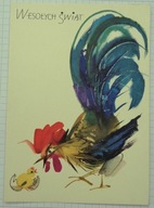 GRABIAŃSKI JANUSZ - KOGUT - GRAFIKA AUTORSKA pocztówka z pocz. lat 60-ych