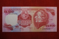 URUGWAJ 500 NUEVOS PESOS, 1985, P-63b.2, seria C, UNC, BANKNOT RZADKI