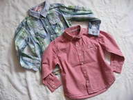 2 Koszulki kratka napis kieszonki -- 104 - 110