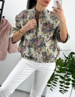 Żakard Bomberka Kurtka Kwiaty