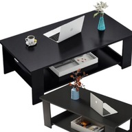 STOLIK KAWOWY NOWOCZESNY ŁAWA Z PÓŁKĄ POKÓJ SALON DUŻY LOFT CZARNY 100 CM