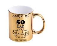 Złoty kubek URODZINOWY 50 LAT pięćdziesiątka na urodziny na prezent