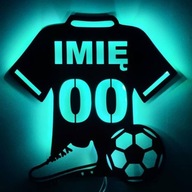 Dekoracja ścienna sport piłkarz piłka IMIĘ DZIECKA LAMPKA LED