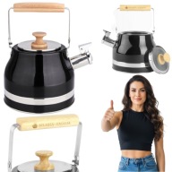 CZAJNIK NA GAZ NA INDUKCJĘ STALOWY CZARNY 2,3L TRADYCYJNY Z GWIZDKIEM