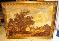 Obraz antyk, gobelin, arras w złotej ramie, ręcznie wykonany 141x107cm