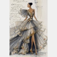 Kobieta w suknii sukienka rysunek taniec szkic projekt taniec obraz 55x80