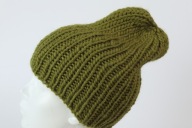 Wełniana czapka Eskimo - rękodzieło, M/L, zielona oliwka, wełna, ciepła
