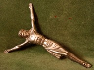 Jezus Chrystus - VERITAS / Stara metalowa figurka na krucyfiks 19 cm.