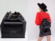 Czarny Plecak złoty łańcuch Torebka bag worek torebka