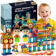 Klocki Magnetyczne Świecące EDUKACYJNE Tor 150 el. Dla Dzieci + GRATIS