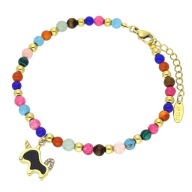 59944 Bransoletka złota stal chirurgiczna jednorożec koraliki