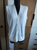 Sweterkowa kamizelka damska 2XL bezrękawnik ekri acryl kieszenie 44