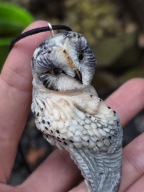 Płomykówka Naszyjnik sowa rękodzieło żywica epoxydowa boho rzeźba handmade