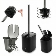 SZCZOTKA DO WC TOALETY SILIKONOWA CZARNA STAL NIERDZEWNA METALOWA MOCNA