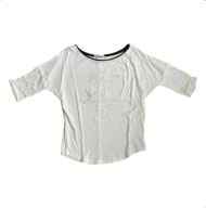 Bluzka damska biała ecru z czarnymi kokardkami z rękawem 3/4 S/M Promod