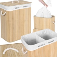 KOSZ BAMBUSOWY NA PRANIE BIELIZNĘ ORGANIZER POJEMNIK Z POKRYWĄ KUFER 100L