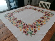 LNIANY NATURALNY OBRUS MAKI CHABRY STOKROTKI 127 x 132 A