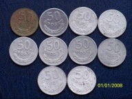 50 gr zestaw rocznikowy od 1949 r. rzadkie roczniki w tym 65 !! bcm!!