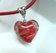 Szkło weneckie - czerwone serce, piękny wisiorek