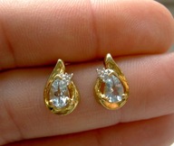 ZŁOTE KOLCZYKI - NATURALNE AKWAMARYNY I BRYLANTY