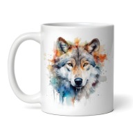 Kubek z wilkiem, wilk kolorowy 330ml