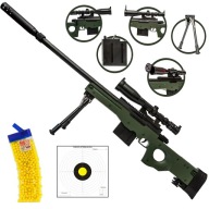 PISTOLET SNAJPERSKI NA KULKI Z LUNETĄ LASER KARABIN TŁUMIK TARCZA 800 KULEK