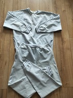 Dres damski L komplet buza spodnie błękitny lampas paski oversize