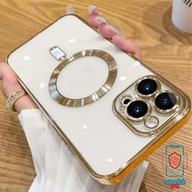 Etui iPhone 16 Pro Max Luksusowe Przezroczyste - Złote StróżGSM