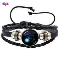 Skórzana bransoletka - Snap - Byk - regulowana, wymienne oczka