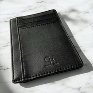 Skórzany Portfel na Karty Slim Czarny Skóra Ekologiczna Etui na Karty RFID