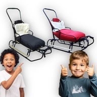 SANKI DLA DZIECI Z OPARCIEM ŚPIWORKIEM PCHACZEM PODNÓŻKAMI METALOWE ZIMA