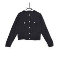 Sweter Kardigan Dzianinowy Krótki Czarny |R. L