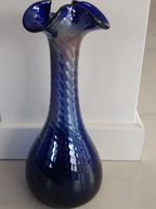 Piękny smukły stabilny wazon granatowy mieniący się z PRL UNIKAT