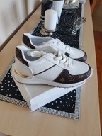 Buty sportowe trampki sneakersy botki białe złote blaszka 38