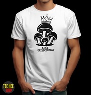 KOSZULKA MĘSKA Z NADRUKIEM KRÓL GRZYBOBRANIA CZARNA ŚMIESZNA M