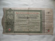 A-WĘGRY JAROSŁAW OBLIGACJA CZERWONY KRZYŻ ZIEM ŚW. KORONY WĘGIERSKIEJ 1889