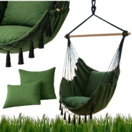 FOTEL WISZĄCY HUŚTAWKA HAMAK BOCIANE GNIAZDO ZIELONE BOHO DO DOMU OGRODU
