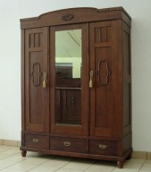 PIĘKNA STARA DĘBOWA SZAFA GARDEROBIANA Z LUSTREM