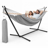 Hamak z drążkiem Iso Trade szary 250 kg 270 x 150