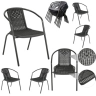 KRZESŁO OGRODOWE METALOWE RATTANOWE SIATKA NA BALKON TARAS DO STOŁU RATTAN