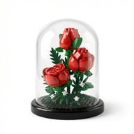 WIECZNA RÓŻA KWIATY W SZKLE KLOCKI DEKORACJA PIĘKNY PREZENT NA WALENTYNKI