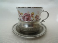 ROYAL TOGNANA mała filiżanka z cynowym koszyczkiem i spodkiem