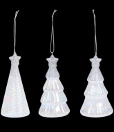 SZKLANA OZDOBNA BOBMKA NA CHOINKĘ ZESTAW ZAWIESZEK CHOINKA 3 szt SREBRNE