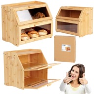 CHLEBAK DUŻY BAMBUSOWY DWUPOZIOMOWY SZAFKA NA CHLEB PIECZYWO VILDE